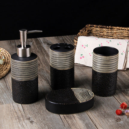 Simple Black Ceramic Bathroom Accessories Set 🖤🛁