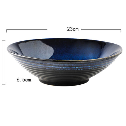 Ceramic Serving Bowl – Blue-Black Ombre Glaze