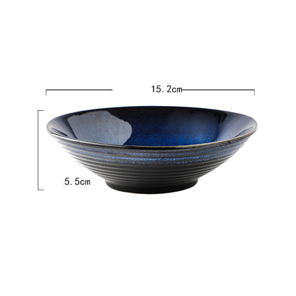 Ceramic Serving Bowl – Blue-Black Ombre Glaze