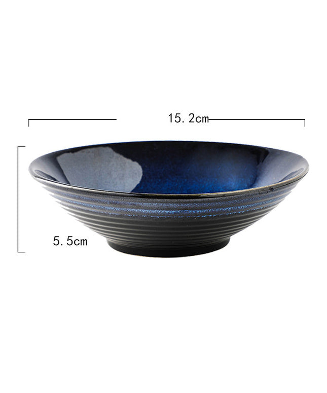 Ceramic Serving Bowl – Blue-Black Ombre Glaze