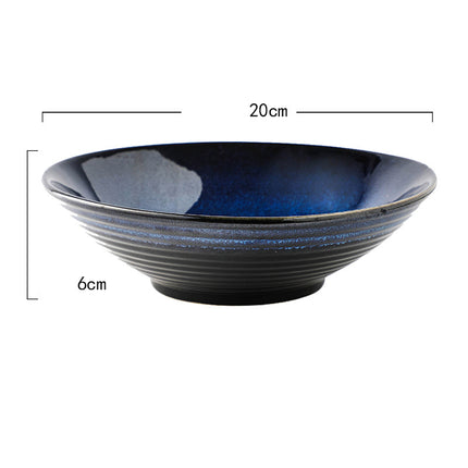 Ceramic Serving Bowl – Blue-Black Ombre Glaze