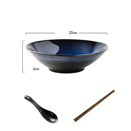 Ceramic Serving Bowl – Blue-Black Ombre Glaze
