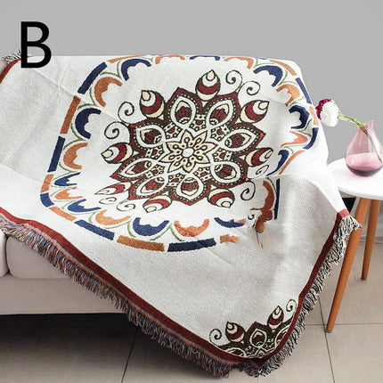 Cotton Hemp Woven Thread Blanket Sofa Towel Beach Towel Thin Blanket