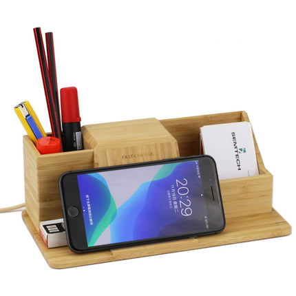 ⚡🌿 Wooden Wireless Charging Pen Holder – Smart Design, Natural Elegance