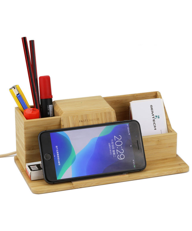 ⚡🌿 Wooden Wireless Charging Pen Holder – Smart Design, Natural Elegance