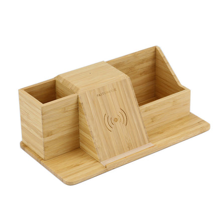 ⚡🌿 Wooden Wireless Charging Pen Holder – Smart Design, Natural Elegance
