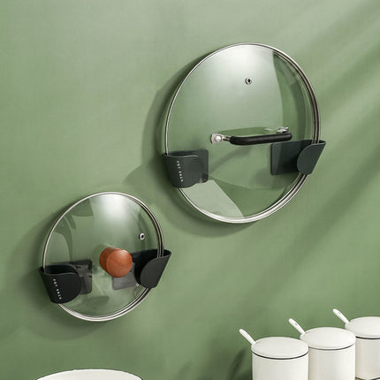 Wall-Mounted Pot Lid Rack – No-Drill Kitchen Storage Holder | Ikeame