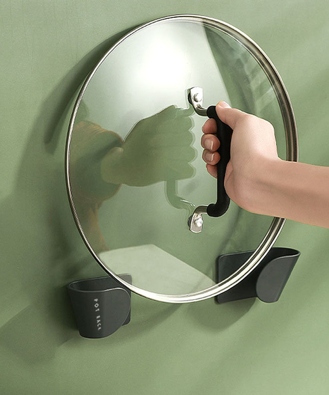 Wall-Mounted Pot Lid Rack – No-Drill Kitchen Storage Holder | Ikeame