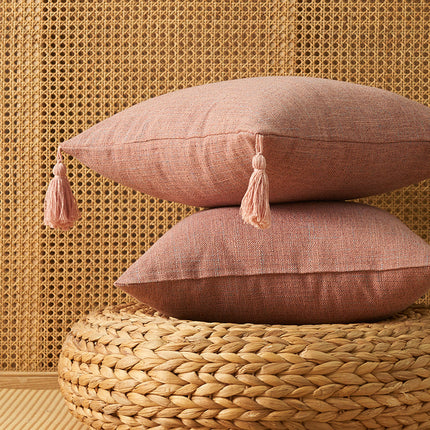 Japanese solid color cotton and linen tassel pillowcase home simple art style square pillow cushion cover without core – Trendy & Practical for Daily Living