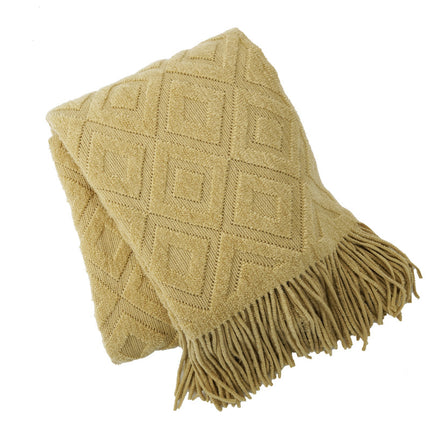 Jacquard Knitted Bed Throw Blanket | Cosy Autumn Winter Sofa Throw