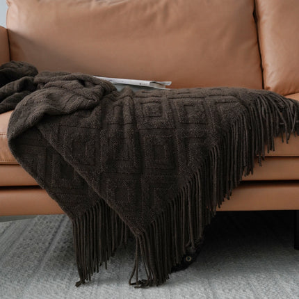 Jacquard Knitted Bed Throw Blanket | Cosy Autumn Winter Sofa Throw
