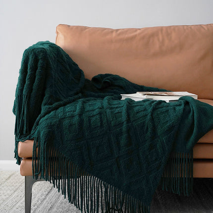 Jacquard Knitted Bed Throw Blanket | Cosy Autumn Winter Sofa Throw