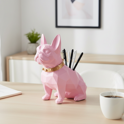 Geometric Dog Pen Holder – Cute Resin Desk Organiser