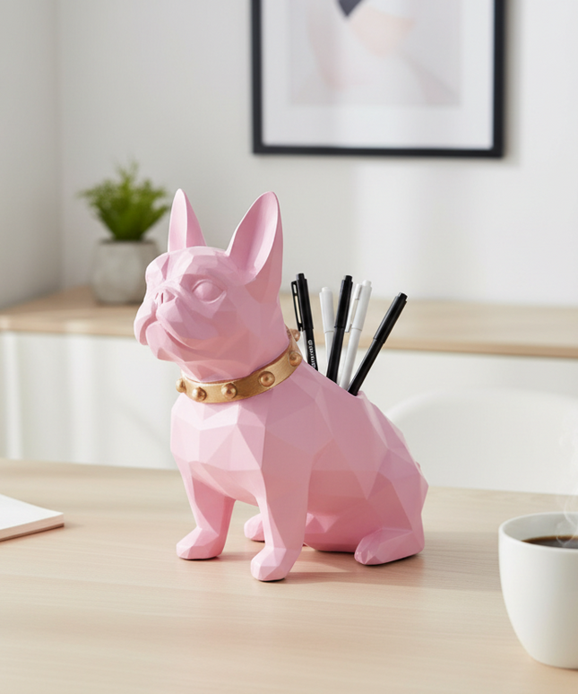 Geometric Dog Pen Holder – Cute Resin Desk Organiser