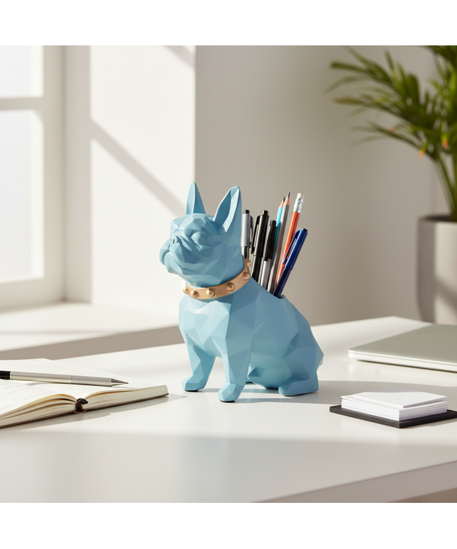 Geometric Dog Pen Holder – Cute Resin Desk Organiser