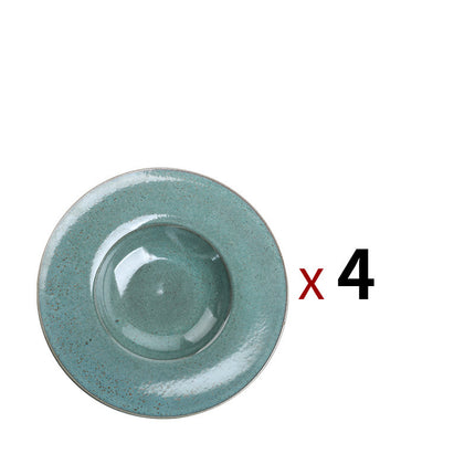 Nordic Ceramic Wide Brimmed Bowl – Jade Green, 23 cm or 25 cm, Pack of 1 or 4 | Ikeame