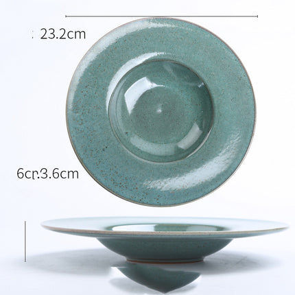 Nordic Ceramic Wide Brimmed Bowl – Jade Green, 23 cm or 25 cm, Pack of 1 or 4 | Ikeame