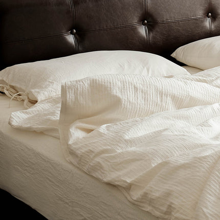 Pure Cotton Minimalist White Bedding Set – Single 3-Piece or Double 4-Piece | Ikeame