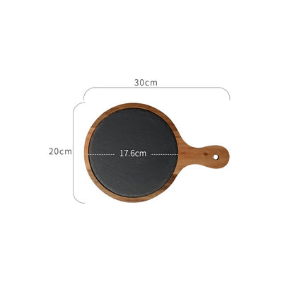 Acacia Wood Pizza Plate | Wooden Serving Board with Stone