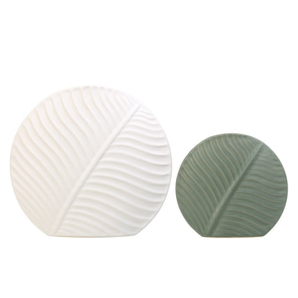 Embossed Leaf Ceramic Vase – Sculptural Botanical Wall Décor