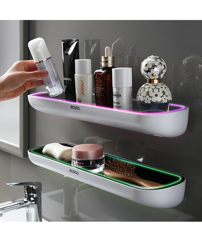Punch-free wall-mounted bathroom storage rack