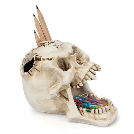 Vampire Skull Pen Holder – Gothic Desk Organiser with Fangs