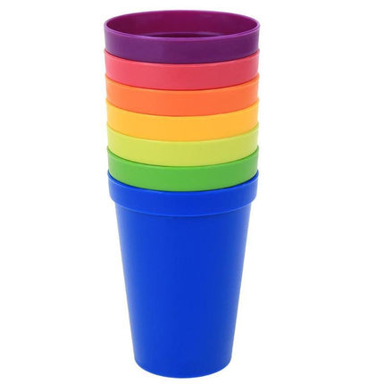 7-Pack Plastic Tumblers 🌈 – 200ml with Storage Case, Rainbow Colours