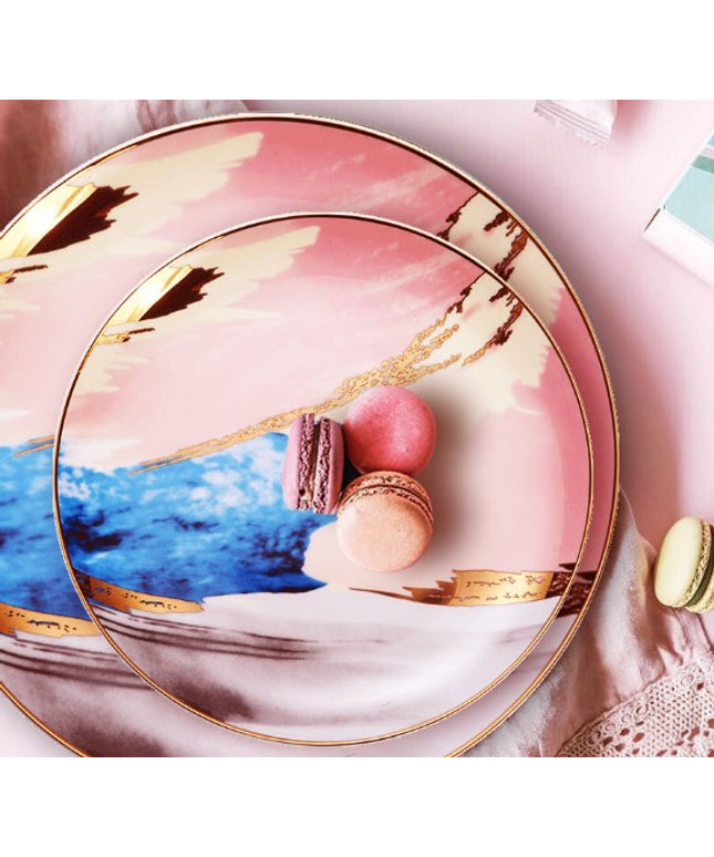Watercolour Dining and Tea Set with Gold Detailing | Bone China Tableware