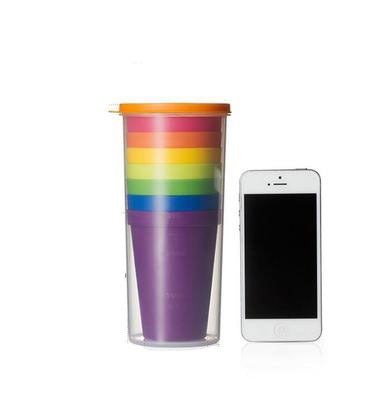 7-Pack Plastic Tumblers 🌈 – 200ml with Storage Case, Rainbow Colours