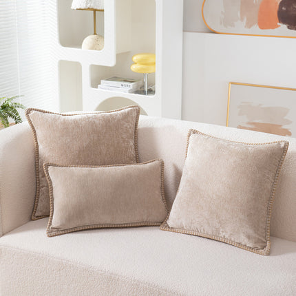 Chenille Cushion Covers with Embroidered Wool Edge
