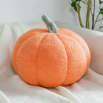 Fleece Small Pumpkin Sofa Cushion – in Citrus Orange, Milky White & Brown