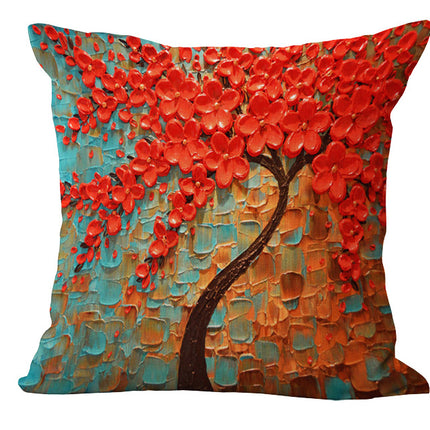 Oil Painting Cushion Cover | Artistic Cotton Linen Pillow 45x45