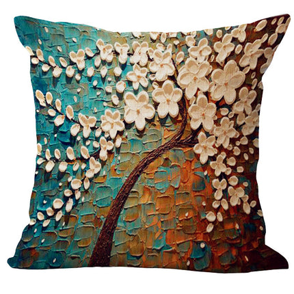 Oil Painting Cushion Cover | Artistic Cotton Linen Pillow 45x45