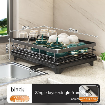 Premium Dish Drying Rack Carbon Steel Kitchen Storage Organiser