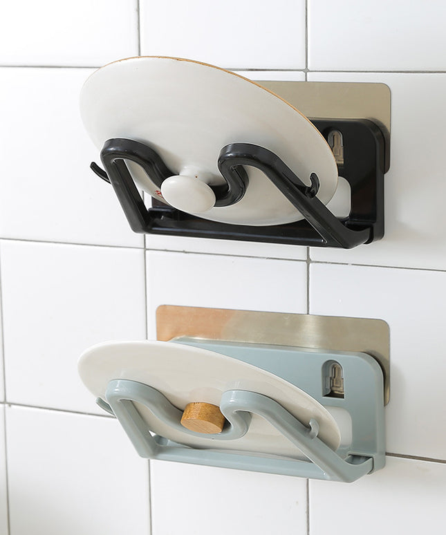 Punch-Free Kitchen Wall Rack – Utensils, Lids, Boards | Beige, Black, Blue