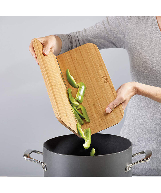 Foldable Bamboo Cutting Board with Chute – Non-Slip Foot Pads | Small & Large Sizes