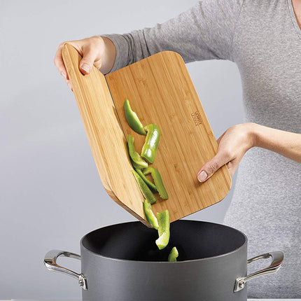 Foldable Bamboo Cutting Board with Chute – Non-Slip Foot Pads | Small & Large Sizes