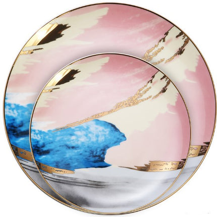Watercolour Dining and Tea Set with Gold Detailing | Bone China Tableware