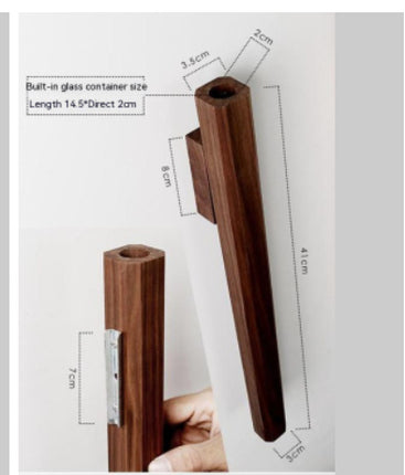 Japanese Wall Hanging Vase – Wooden Hydroponic Flower Display