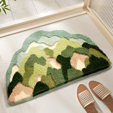 Flowers Home Bathroom Absorbent Flocking Carpet