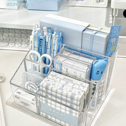 Transparent Acrylic Pen Holder – Multi Grid Desk Organiser
