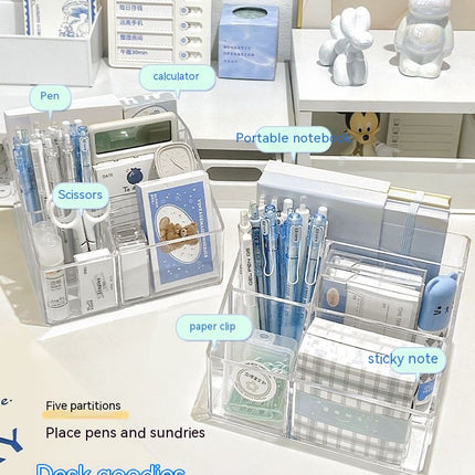Transparent Acrylic Pen Holder – Multi Grid Desk Organiser