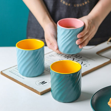 Two Tone Ceramic Mug | Ripple Design Coffee Cup 270ml