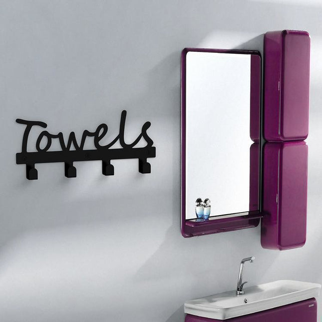 🖤 “Towels” Wall-Mounted Hook Set – Modern Metal Bathroom Storage