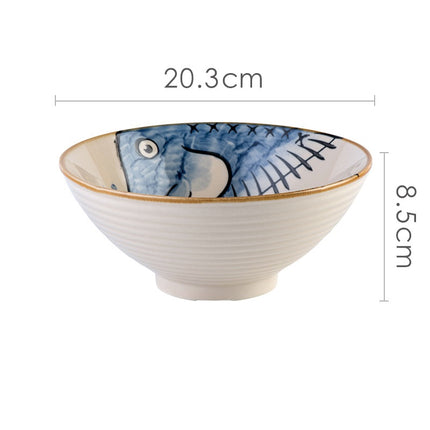 Japanese Underglaze Hand-painted Ceramic Ramen Bowl