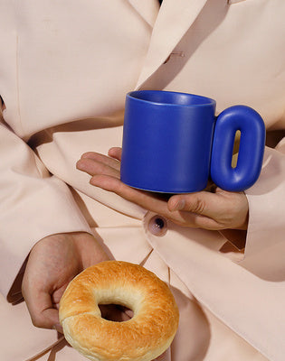 Nordic Style Mug ☕ – Royal Blue or White, Artistic Ceramic