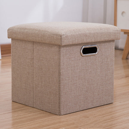 Storage Stool with Lid Linen Foldable Storage Box Seat