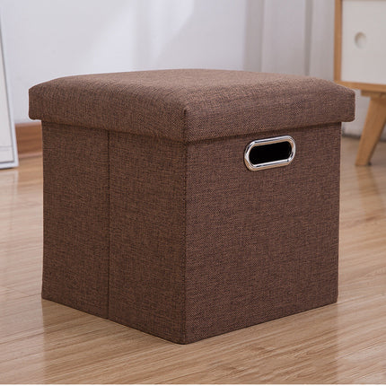 Storage Stool with Lid Linen Foldable Storage Box Seat