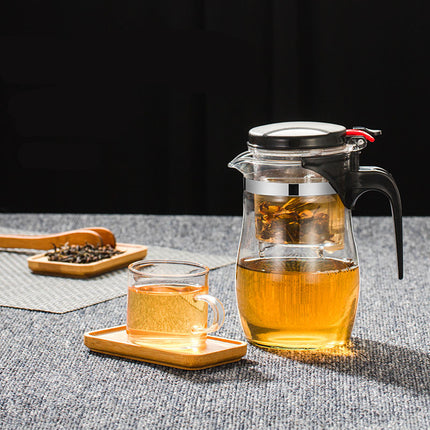 Drum-Shaped Glass Teapot 🍵 – Built-In Strainer, 3 Sizes