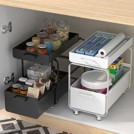 Multifunctional Under Sink Storage Caddy – 2 Layers, Carbon Steel, Athens Black/Ivory White | Ikeame